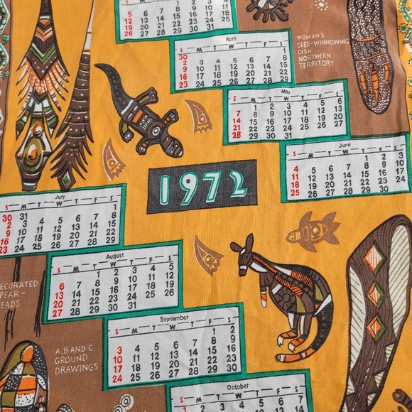 1972 calendar tea towel Australian Aboriginal Art - Picture 2 of 10